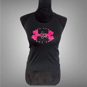 Under Armour Women's Black Tank Top with Pink Logo